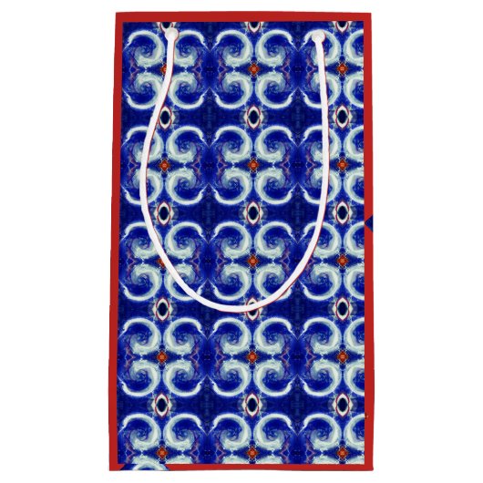 絶妙で青い渦巻パターンギフトバッグ スモールペーパーバッグ (正面)