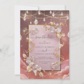 絶妙なお洒落雲と星が日付を保存 招待状 (正面)