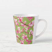 絶妙なさくらんぼの花々花模様オンチャートルーズ カフェラテマグ (右)