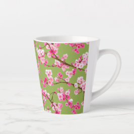 絶妙なさくらんぼの花々花模様オンチャートルーズ カフェラテマグ
