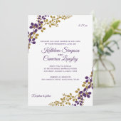 絶妙なつる植物招待状 – プラム&金ゴールド 招待状 (スタンド正面)