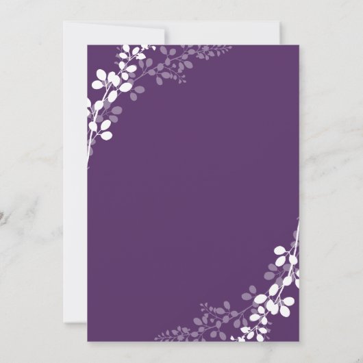 絶妙なつる植物結婚式招待状 – プラム/紫 招待状 (裏面)