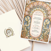 絶妙なアールヌーボー春の結婚式 招待状