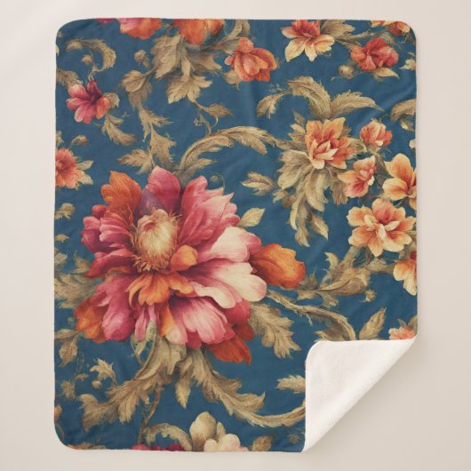 絶妙なイタリアンヴィンテージグランデの花 シェルパブランケット (正面)