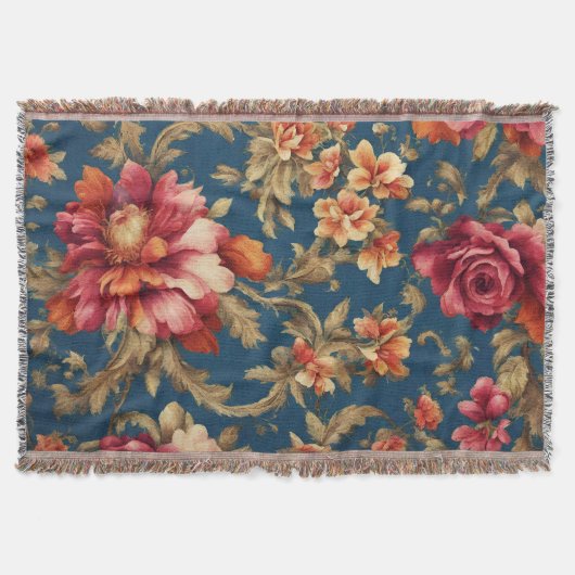絶妙なイタリアンヴィンテージグランデの花 スローブランケット (正面)