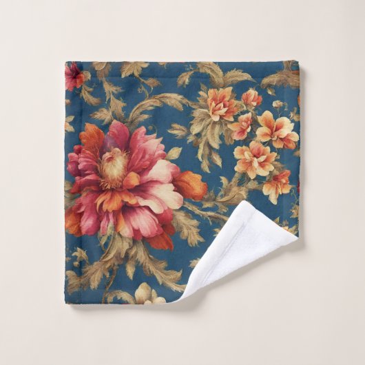 絶妙なイタリアンヴィンテージグランデの花 バスタオルセット (ウォッシュタオル)