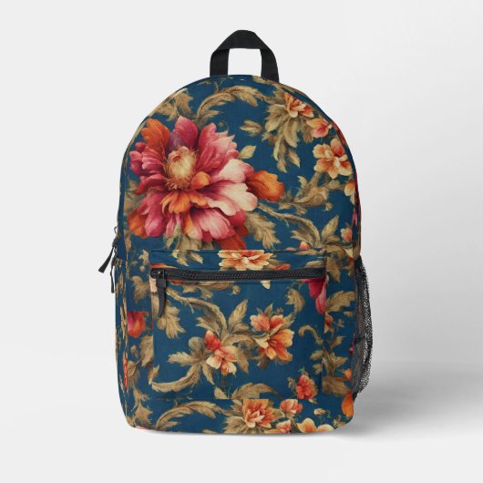 絶妙なイタリアンヴィンテージグランデの花 プリントバックパック (正面)
