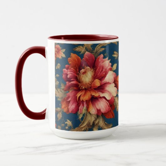 絶妙なイタリアンヴィンテージグランデの花 マグカップ (左)