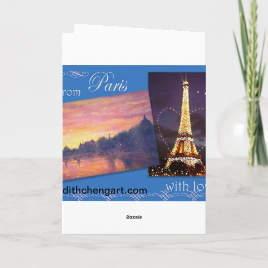 絶妙なエッフェル塔のクリスマスグリーティング シーズンカード (裏面)