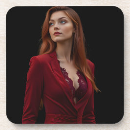 絶妙なエレガンス：ゴシック風の赤いポートレート コースター