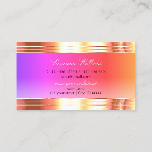 絶妙なカラフルバラ金ゴールド縁どとモノグラム 名刺 (裏面)