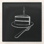 絶妙なケーキのデザイン、誕生日またはイベント ガラスコースター (正面)