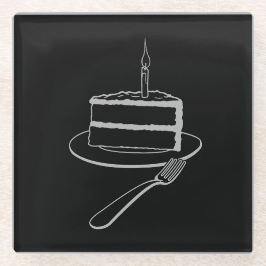 絶妙なケーキのデザイン、誕生日またはイベント ガラスコースター (正面)