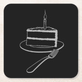 絶妙なケーキのデザイン、誕生日またはイベント スクエアペーパーコースター (正面)