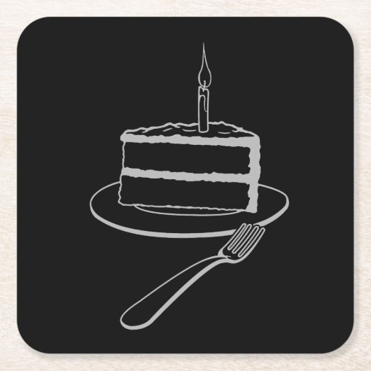 絶妙なケーキのデザイン、誕生日またはイベント スクエアペーパーコースター (正面)