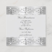 絶妙なシルバーグレイ華美オーナメント写真の追加 スクエア名刺 (裏面)