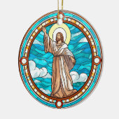 絶妙なステンドグラス・イエス・クリスマス セラミックオーナメント (左)