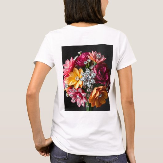"絶妙なダイヤモンドの花束:フローラマ素晴らしスト Tシャツ (裏面)