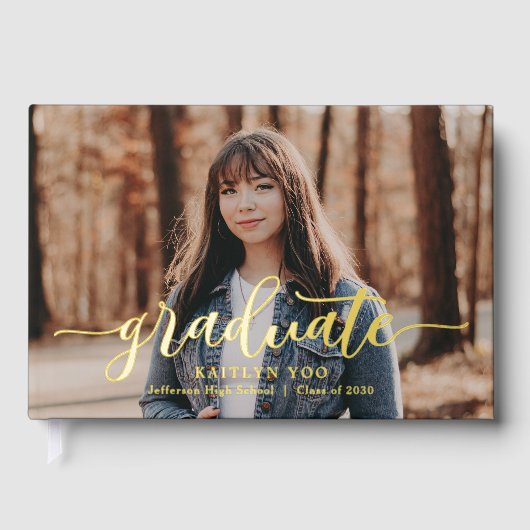 絶妙なテイストフォイル写真卒業ゲストブック ゲストブック (正面)