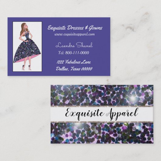 絶妙なドレスとガウンの名刺 名刺 (正面/裏面)