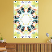 絶妙なハンド絵を描ボホシックな緑の抽象芸術 キャンバスプリント (インサイチュ (リビング))