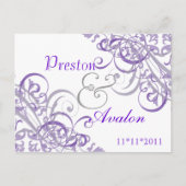 絶妙なバロックの日付の紫のはがきを保存 案内ポストカード (正面)