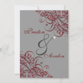 絶妙なバロック式の赤いスクロール5x7招待状 招待状 (正面)