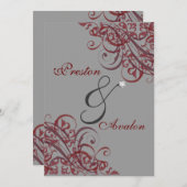 絶妙なバロック式の赤いスクロール5x7招待状 招待状 (正面/裏面)