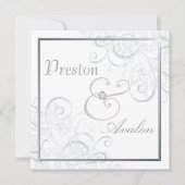 絶妙なバロック式の銀製スクロール白の招待状 招待状 (正面)