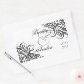 絶妙なバロック黒日付ステッカーを保存 長方形シール (封筒)