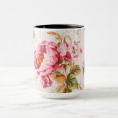 絶妙なピンクとオレンジの花。みすぼらしいシック マグカップ (中央)