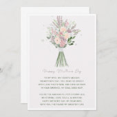 絶妙なピンクと緑のフローラ幸せな母の日 招待状 (正面/裏面)
