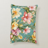 絶妙なピンクと黄色のマグノリアと白い花 アクセントクッション (裏面(縦))