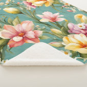 絶妙なピンクと黄色のマグノリアと白い花 シェルパブランケット (3/4)