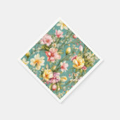 絶妙なピンクと黄色のマグノリアと白い花 スタンダードカクテルナプキン (角)