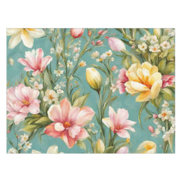 絶妙なピンクと黄色のマグノリアと白い花 テーブルクロス