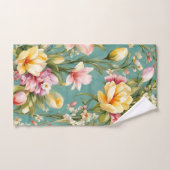 絶妙なピンクと黄色のマグノリアと白い花 バスタオルセット (ハンドタオル)