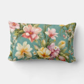 絶妙なピンクと黄色のマグノリアと白い花 ランバークッション (裏面)