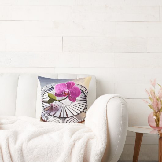 絶妙なピンクオーキッドレストオンシルバープレート クッション (ソファ)