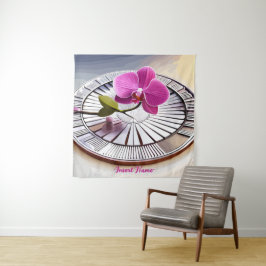 絶妙なピンクオーキッドレストオンシルバープレート タペストリー