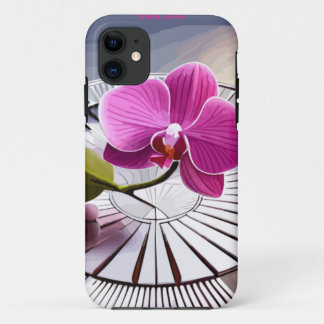 絶妙なピンクオーキッドレストオンシルバープレート iPhone 11 ケース
