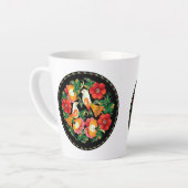 絶妙なフォーク芸術鳥花美しい装飾 カフェラテマグ (左アングル)