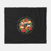 絶妙なフォーク芸術鳥花美しい装飾 フリースブランケット (正面(横))