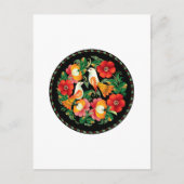 絶妙なフォーク芸術鳥花美しい装飾 ポストカード (正面)