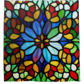 絶妙なフローラステンドグラス優雅さ シャワーカーテン (正面)