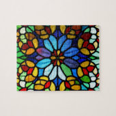 絶妙なフローラステンドグラス優雅さ ジグソーパズル (横)