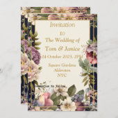 絶妙なフローラ縁ど結婚式招待状 招待状 (正面/裏面)