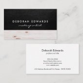 絶妙なブラックレザー |木材 名刺 (正面/裏面)