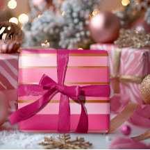 絶妙なベリーピンクと金ゴールド ストライプの