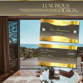 絶妙なベージュブラウン縁ど金ゴールドとロゴデラックス 名刺